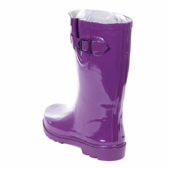 Women 11" Rubber RainBoots, Purple Garden Rain Boots, - Picture 2 of 3